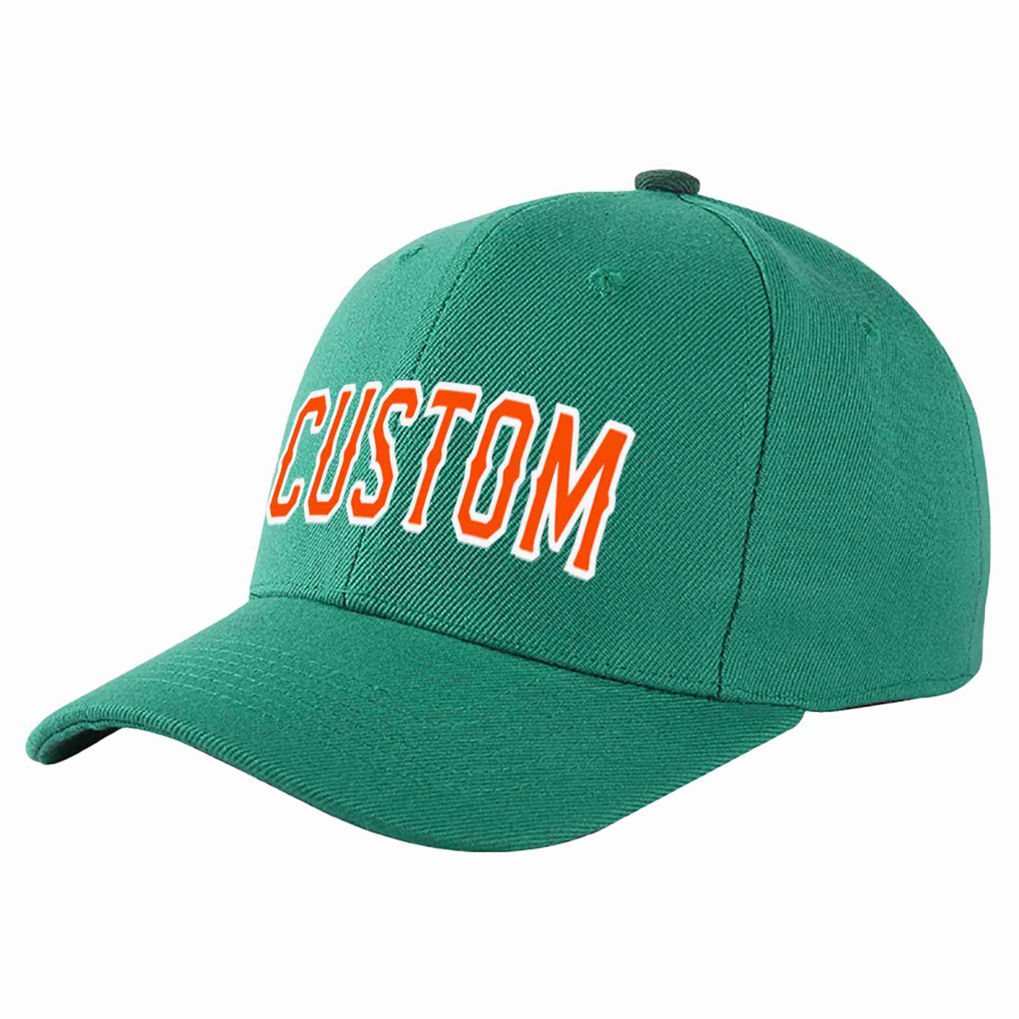 Custom Light Green Orange-White Curved Eaves Sport Baseball Cap Design for Men/Women/Youth