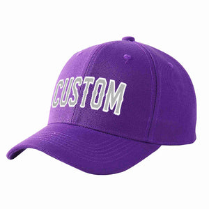 Custom Purple Gray-White Curved Eaves Sport Baseball Cap Design for Men/Women/Youth