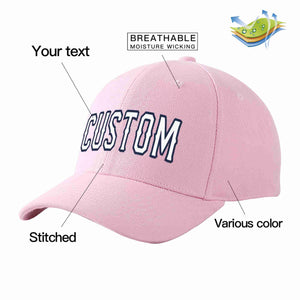 Conception personnalisée de casquette de baseball de sport incurvée rose blanc-marine pour hommes/femmes/jeunes