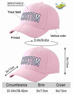 Conception personnalisée de casquette de baseball de sport incurvée rose blanc-marine pour hommes/femmes/jeunes