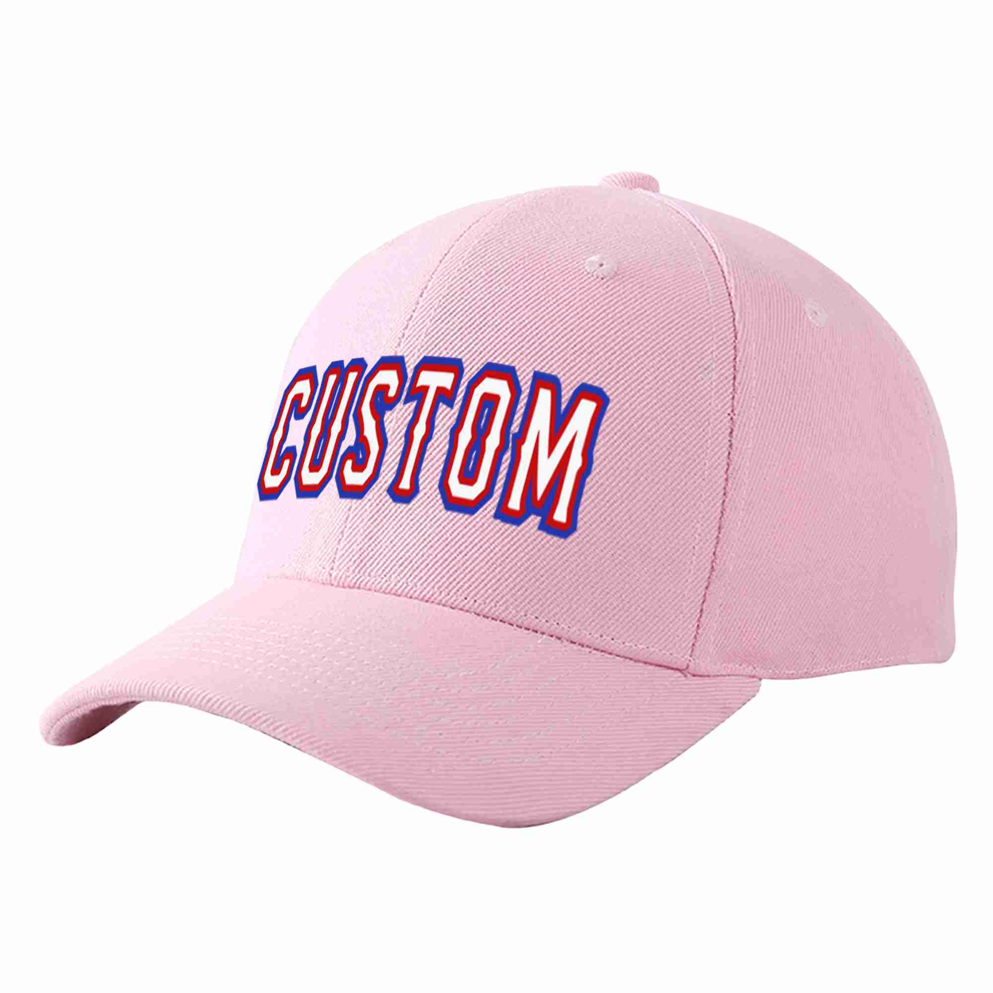 Conception personnalisée de casquette de baseball de sport incurvée rose blanc-rouge pour hommes/femmes/jeunes