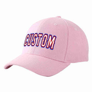 Conception personnalisée de casquette de baseball de sport incurvée rose blanc-rouge pour hommes/femmes/jeunes