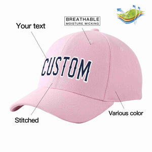 Conception personnalisée de casquette de baseball de sport incurvée rose marine-blanc pour hommes/femmes/jeunes