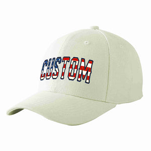 Custom Cream Vintage USA Flag-Gold Curved Eaves Sport Baseball Cap Design for Men/Women/Youth