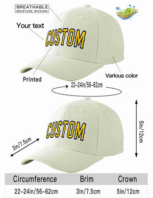 Custom Cream Gold-Navy Curved Eaves Sport Baseball Cap Design for Men/Women/Youth