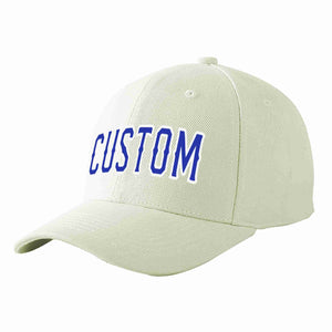 Custom Cream Royal-White Curved Eaves Sport Baseball Cap Design for Men/Women/Youth