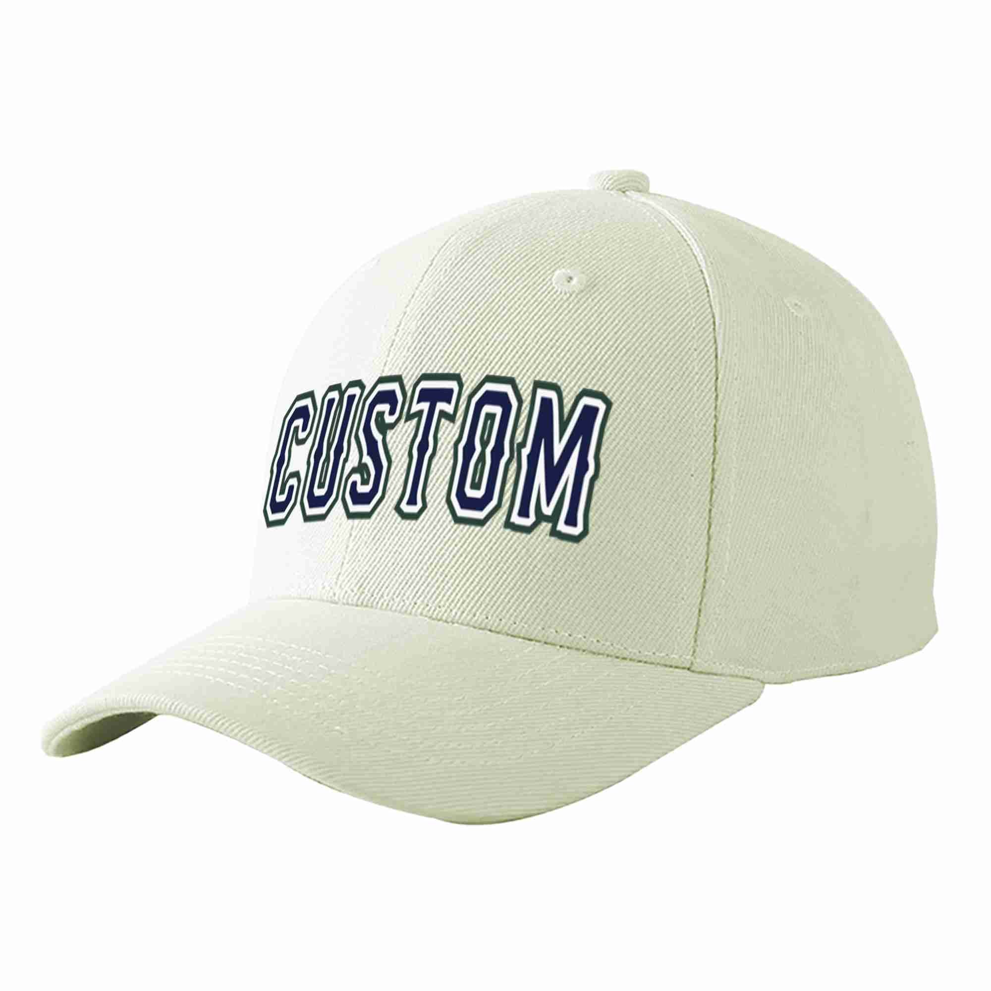 Casquette de baseball de sport incurvée, crème, bleu marine et blanc, personnalisée, pour hommes/femmes/jeunes