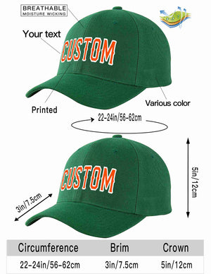 Custom Green Orange-White Curved Eaves Sport Baseball Cap Design for Men/Women/Youth