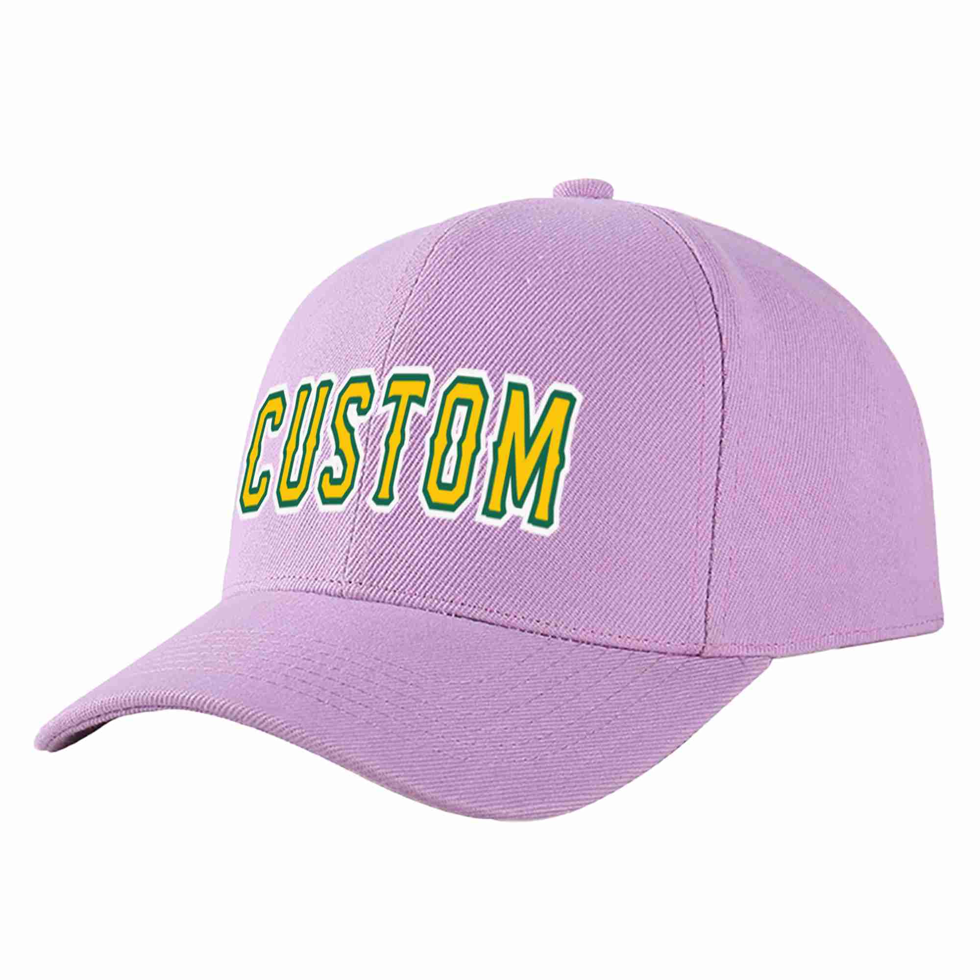 Casquette de baseball de sport incurvée personnalisée, violet clair, or-vert Kelly, pour hommes/femmes/jeunes