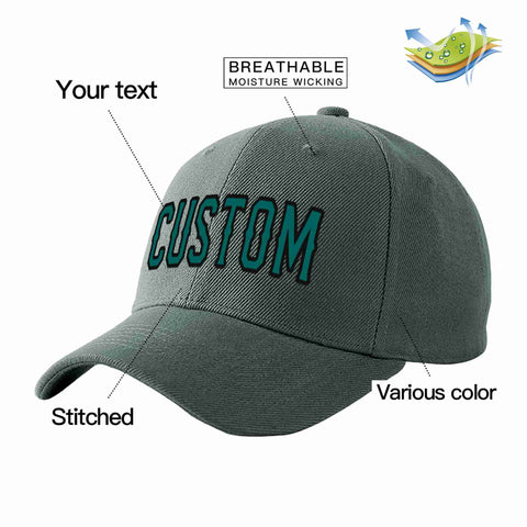 Custom Dark Gray Aqua-Black Curved Eaves Sport Baseball Cap Design for Men/Women/Youth
