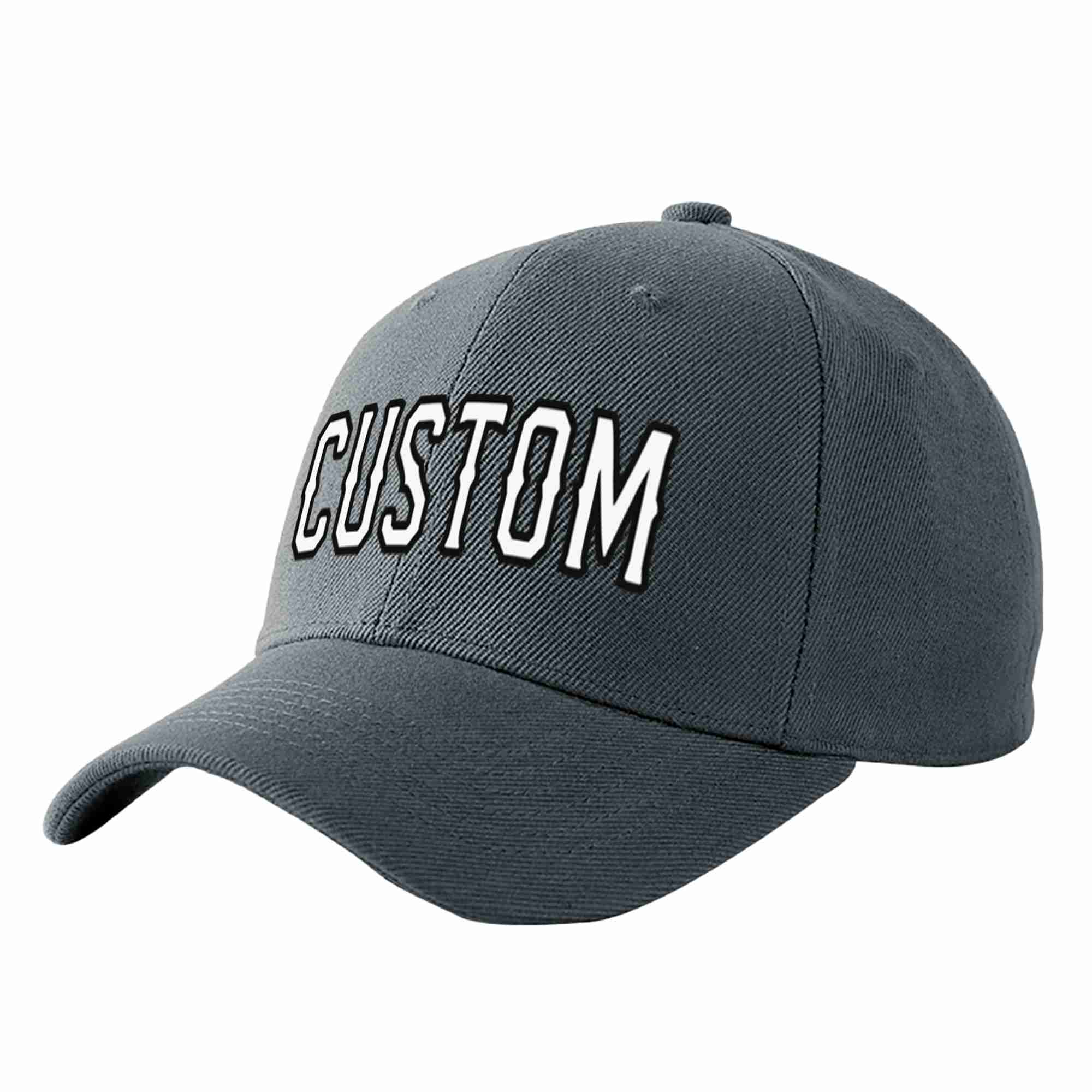 Custom Dark Gray White-Black Curved Eaves Sport Baseball Cap Design for Men/Women/Youth