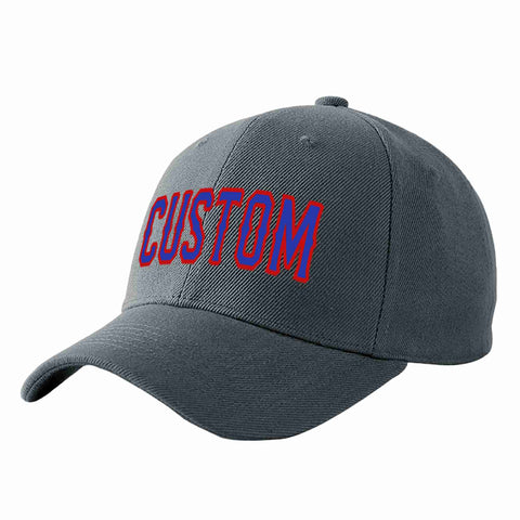 Custom Dark Gray Royal-Red Curved Eaves Sport Baseball Cap Design for Men/Women/Youth