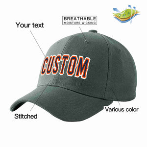 Conception personnalisée de casquette de baseball de sport incurvée gris foncé marine-orange pour hommes/femmes/jeunes