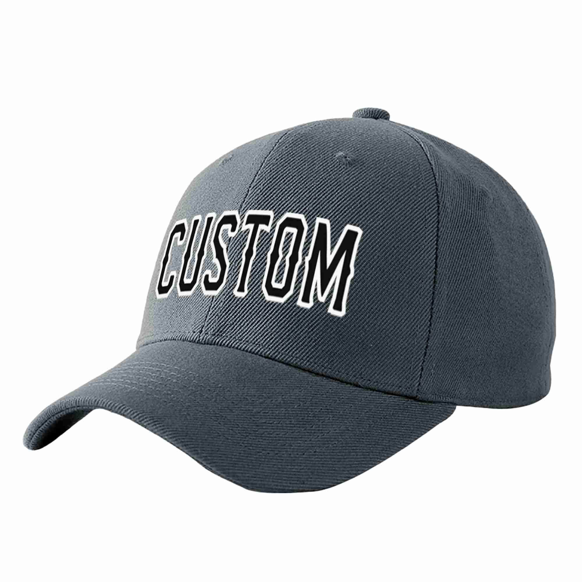 Custom Dark Gray Black-White Curved Eaves Sport Baseball Cap Design for Men/Women/Youth