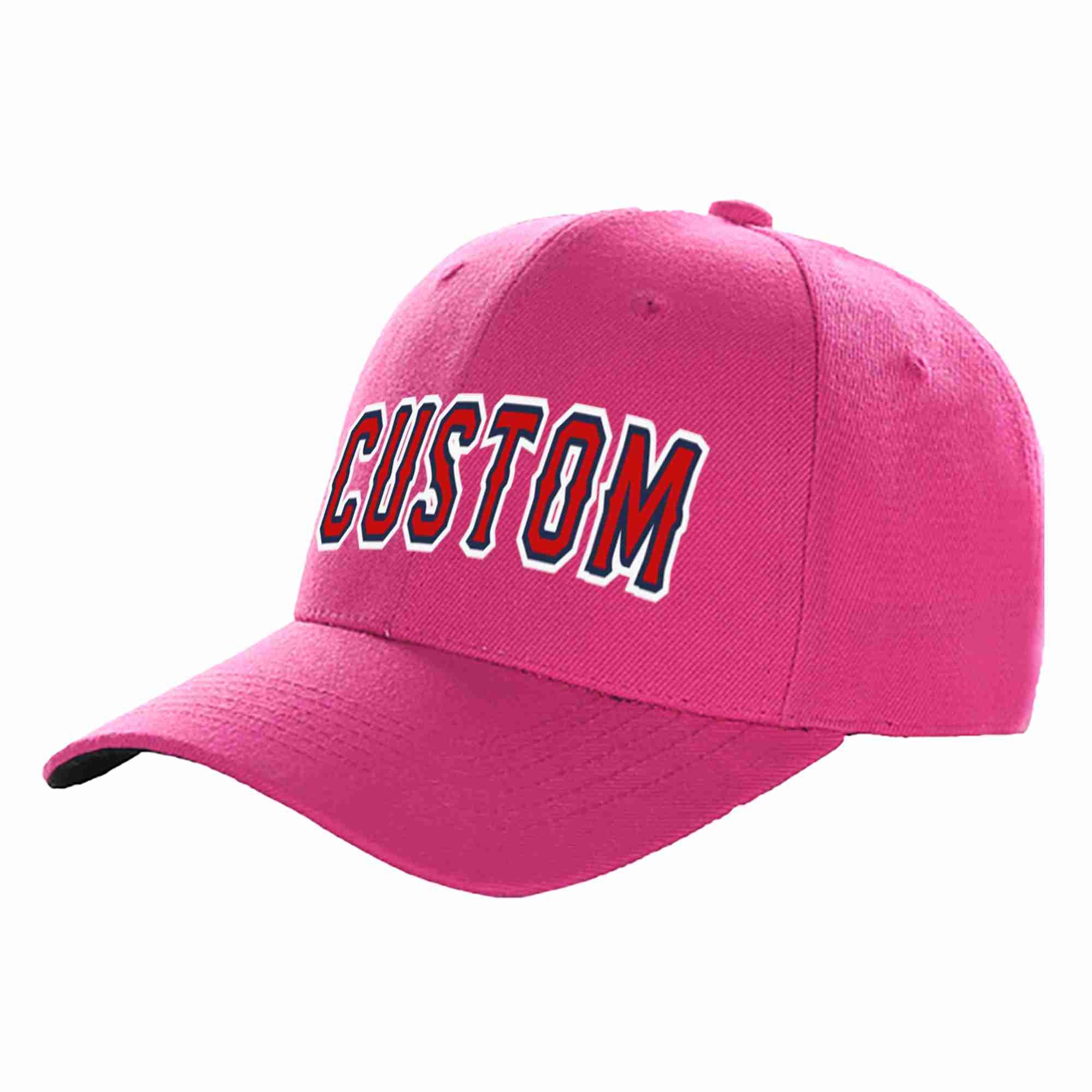 Conception personnalisée de casquette de baseball de sport à avant-toit incurvé rouge-marine rouge rose pour hommes/femmes/jeunes