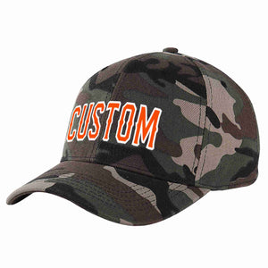 Casquette de baseball de sport incurvée orange-blanc camouflage personnalisée pour hommes/femmes/jeunes