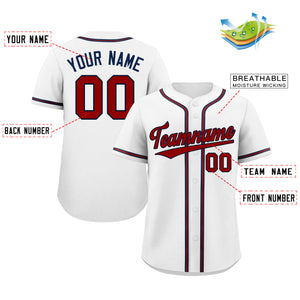 Custom White Red-Navy Classic Style Authentic Baseball Jersey