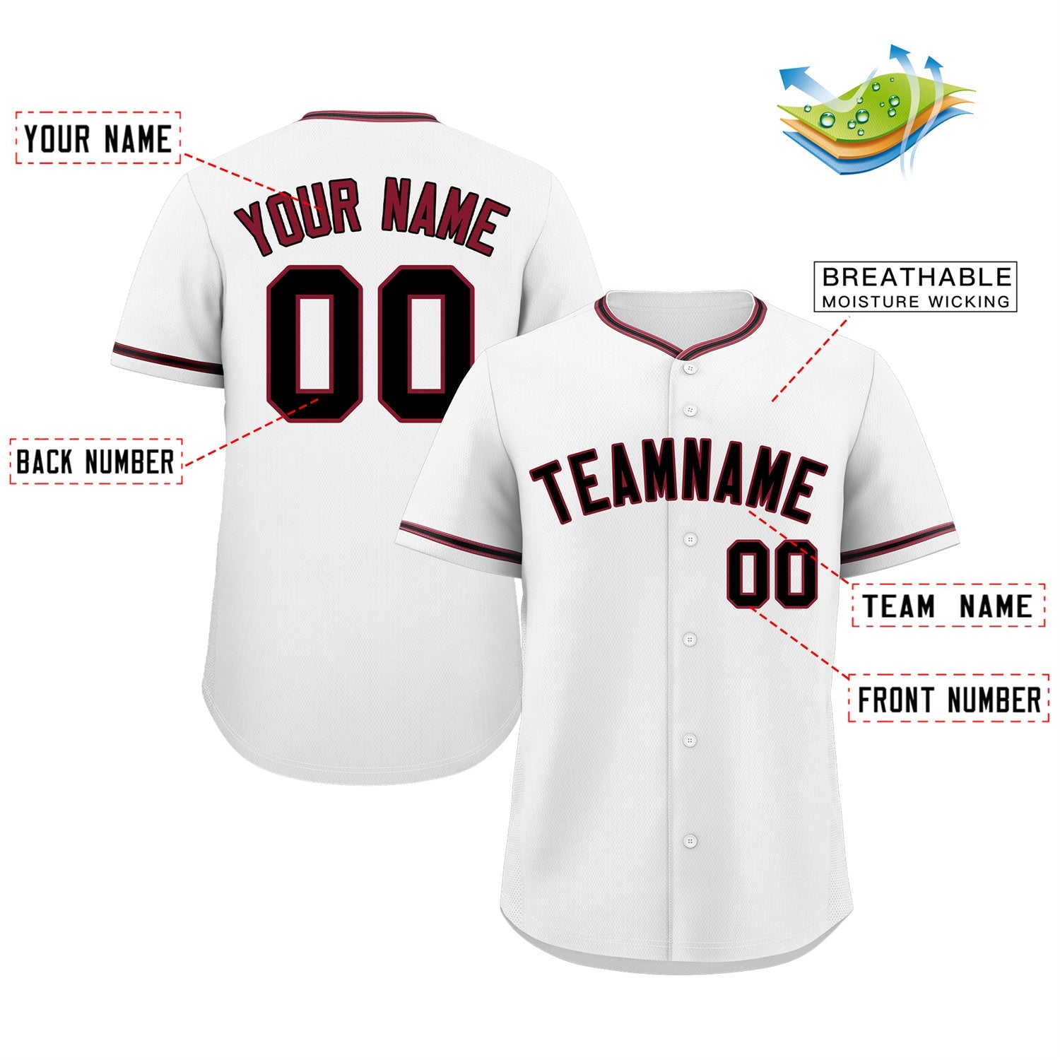 Custom White Black-Crimson Classic Style Authentic Baseball Jersey