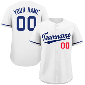 Maillot de baseball authentique de style classique blanc royal-rouge personnalisé