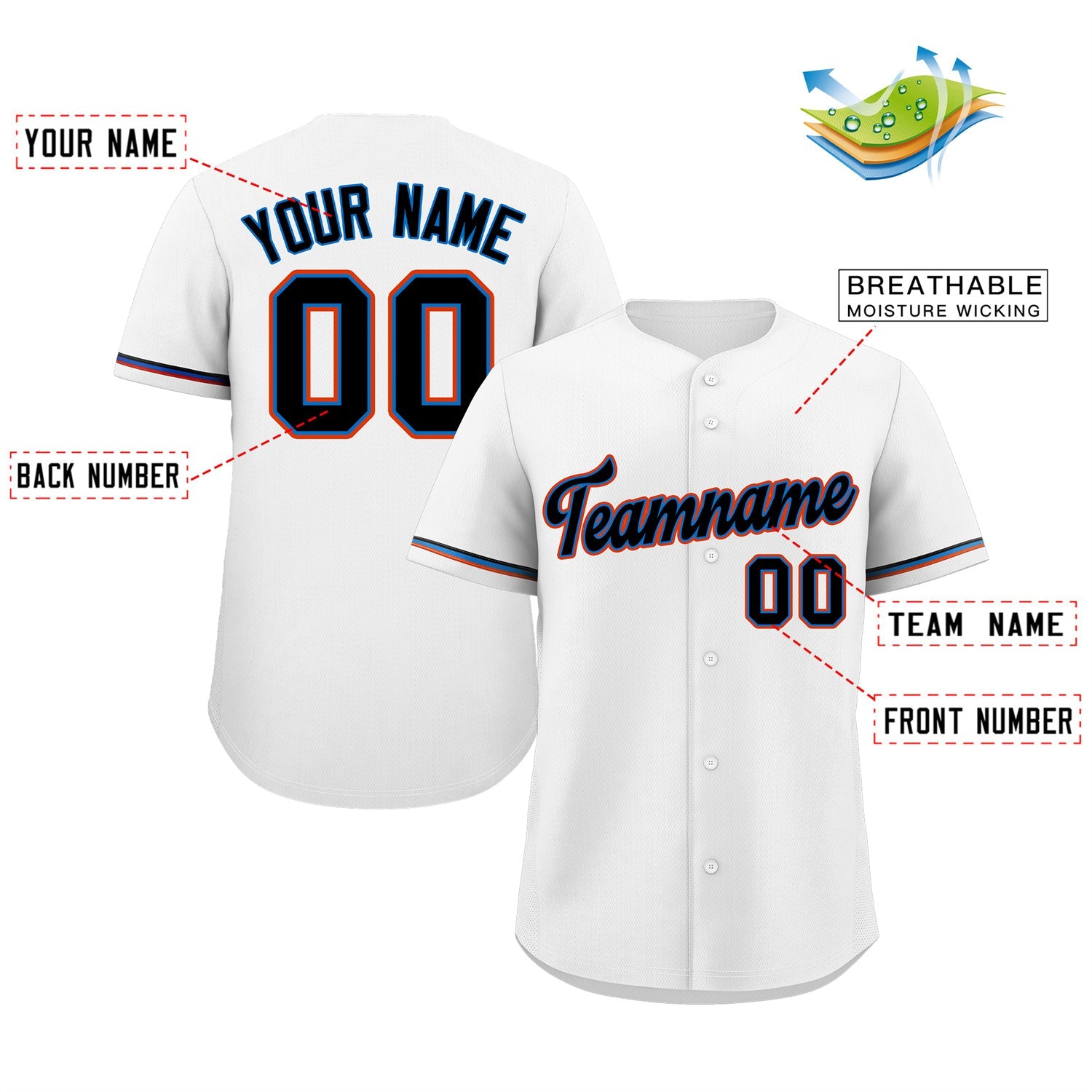 Custom White Black-Orange Classic Style Authentic Baseball Jersey