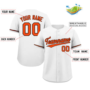 Custom White Orange-Black Classic Style Authentic Baseball Jersey