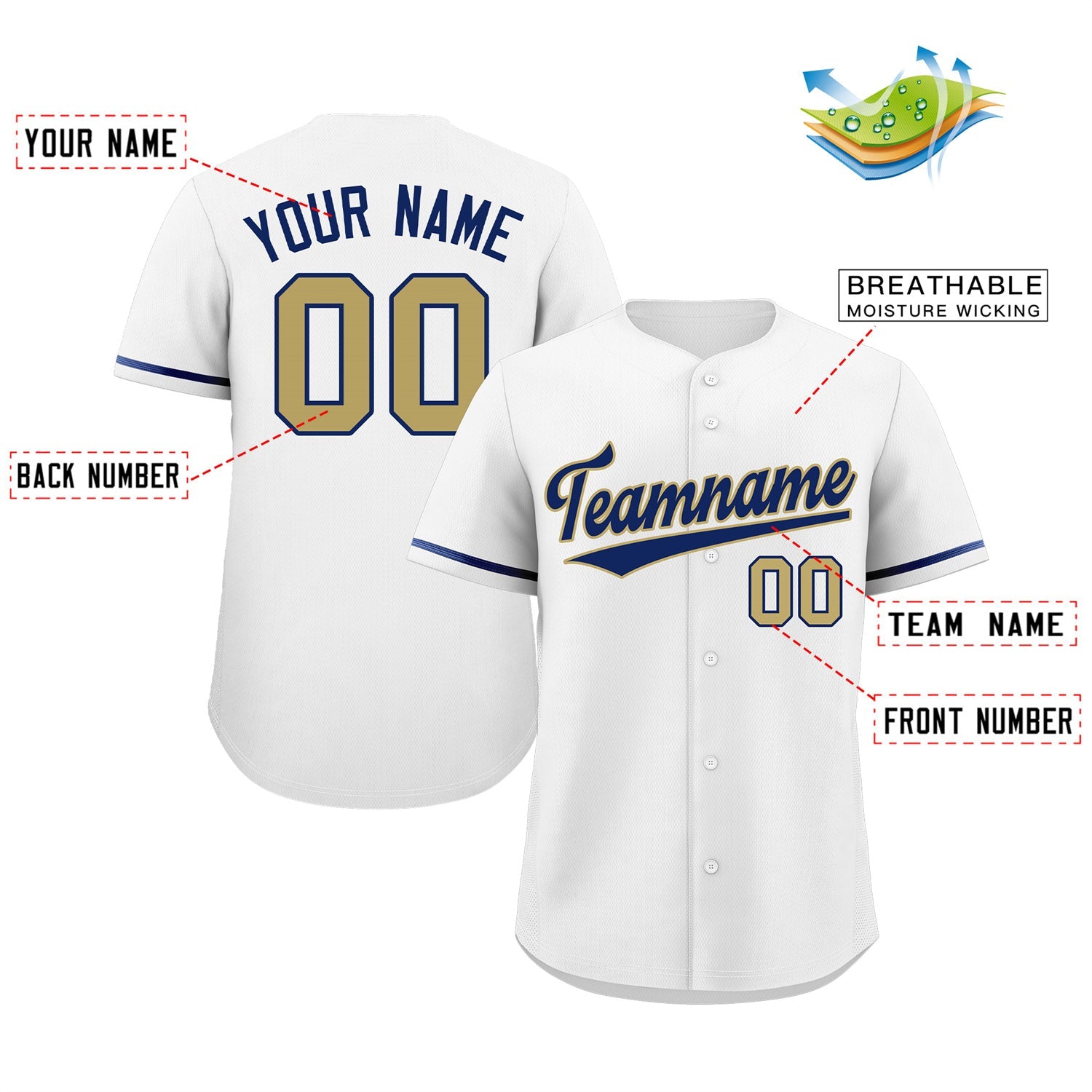 Custom White Royal-Old Gold Classic Style Authentic Baseball Jersey