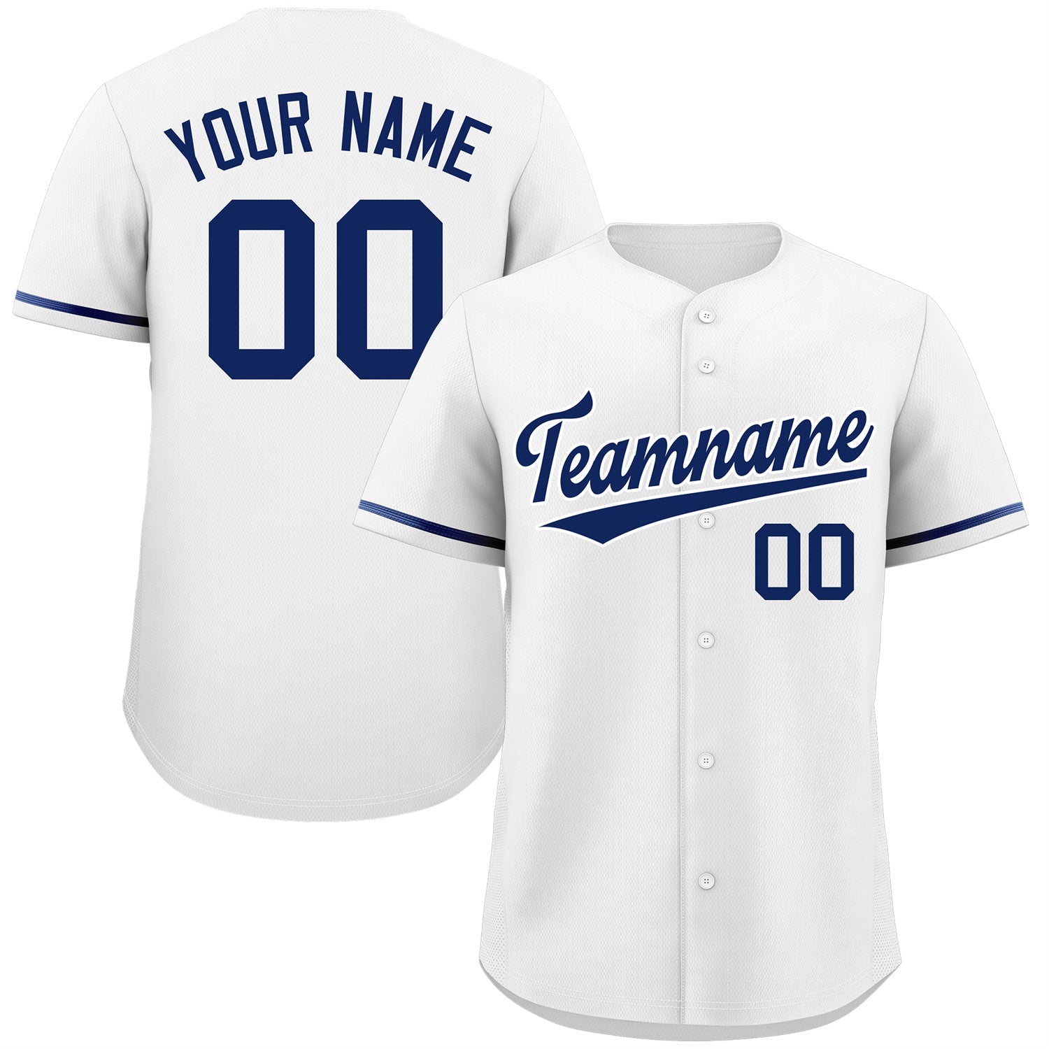 Maillot de baseball authentique de style classique blanc marine-blanc personnalisé