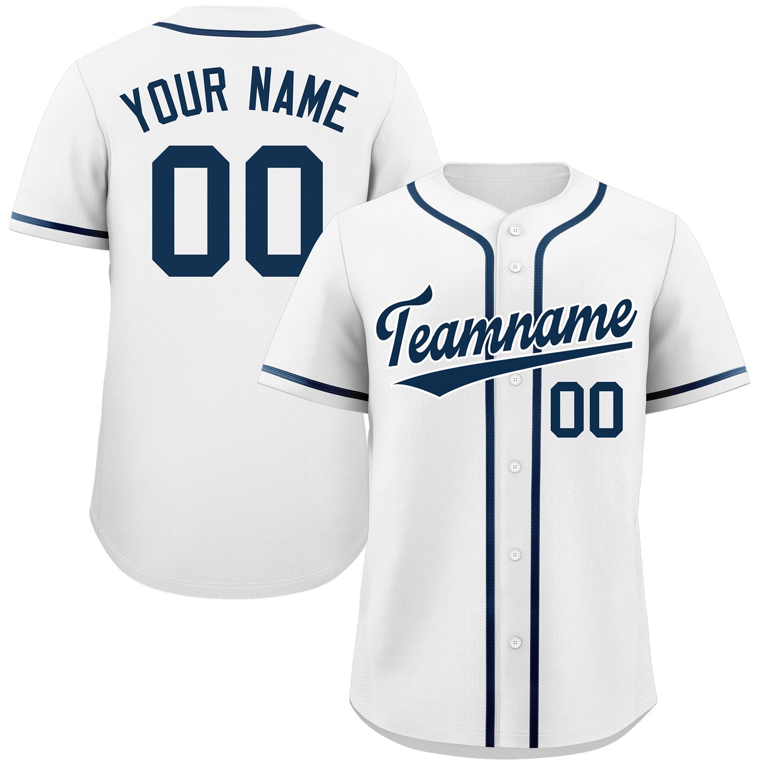 Maillot de baseball authentique de style classique blanc marine-blanc personnalisé