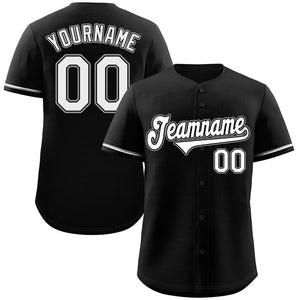 Maillot de baseball authentique de style classique noir blanc-gris personnalisé