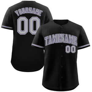 Custom Black Gray-Purple Classic Style Authentic Baseball Jersey