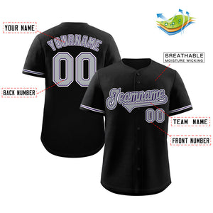 Custom Black Gray-Purple Classic Style Authentic Baseball Jersey