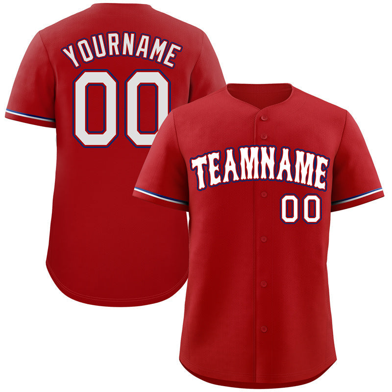 Maillot de baseball authentique de style classique rouge blanc-royal personnalisé