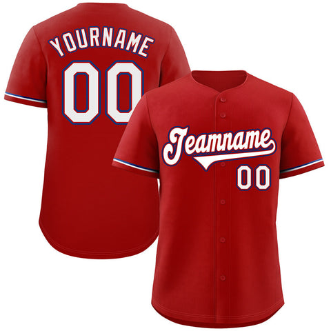Custom Red White-Royal Classic Style Authentic Baseball Jersey
