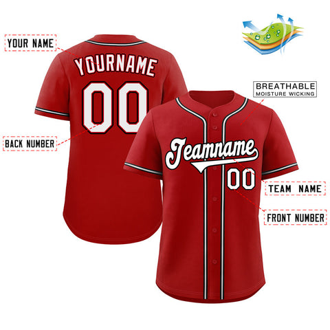 Custom Red White-Black Classic Style Authentic Baseball Jersey