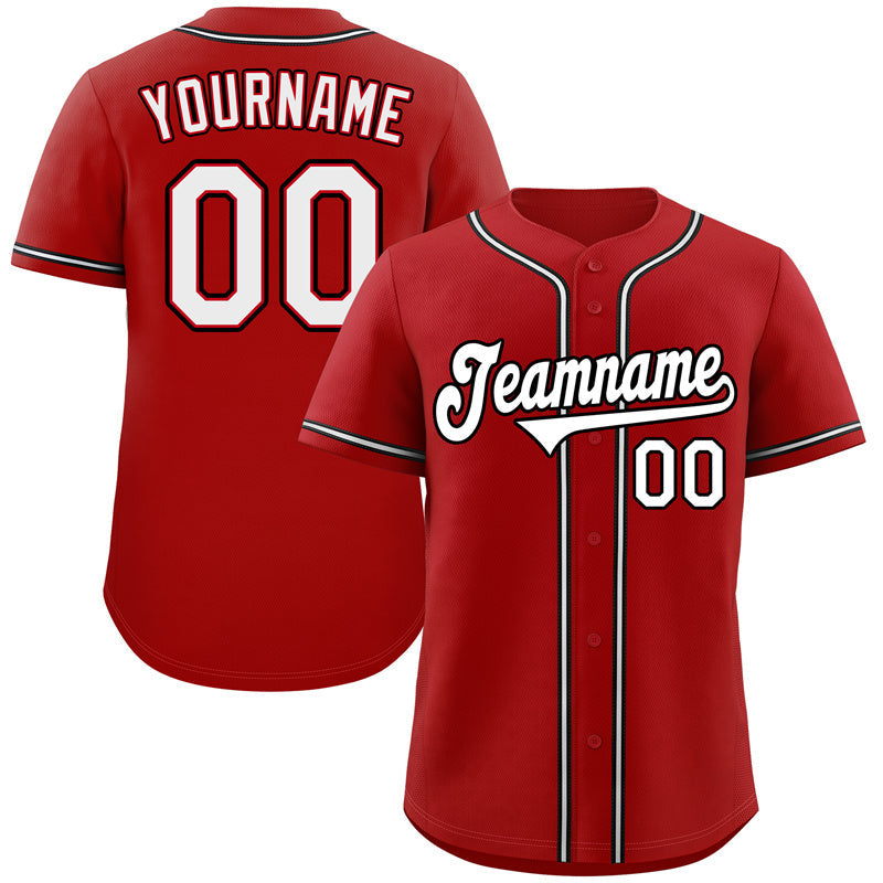 Custom Red White-Black Classic Style Authentic Baseball Jersey