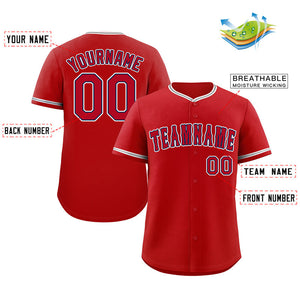 Custom Red Red-White Classic Style Authentic Baseball Jersey