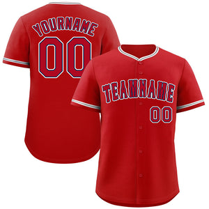 Custom Red Red-White Classic Style Authentic Baseball Jersey