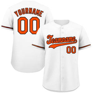 Custom White Orange-Black Classic Style Authentic Baseball Jersey