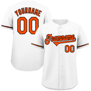 Maillot de baseball authentique de style classique blanc orange-marine personnalisé