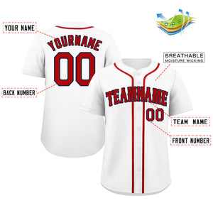 Maillot de baseball authentique de style classique blanc rouge-marine personnalisé