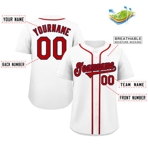 Maillot de baseball authentique de style classique blanc rouge-marine personnalisé