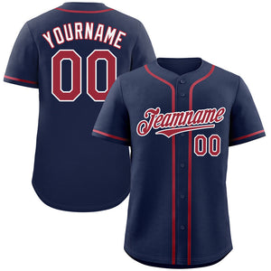 Custom Navy Red-White Classic Style Authentic Baseball Jersey