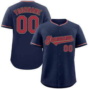 Custom Navy Red-Old Gold Classic Style Authentic Baseball Jersey