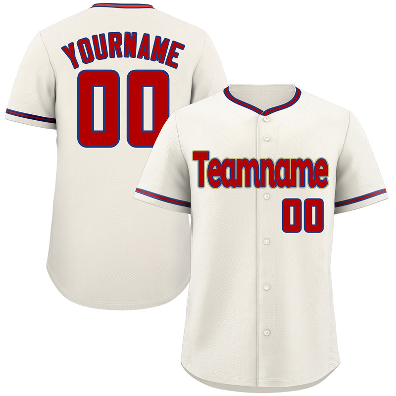 Custom Cream Red-Royal Classic Style Authentic Baseball Jersey