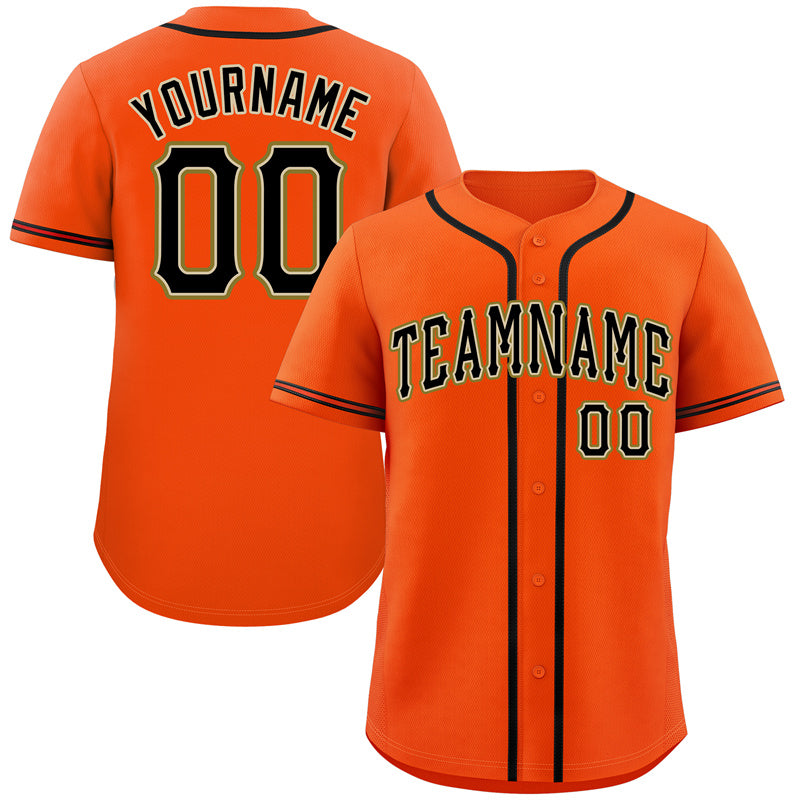 Custom Orange Black-Old Gold Classic Style Authentic Baseball Jersey