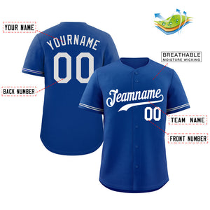 Custom Royal White Classic Style Authentic Baseball Jersey