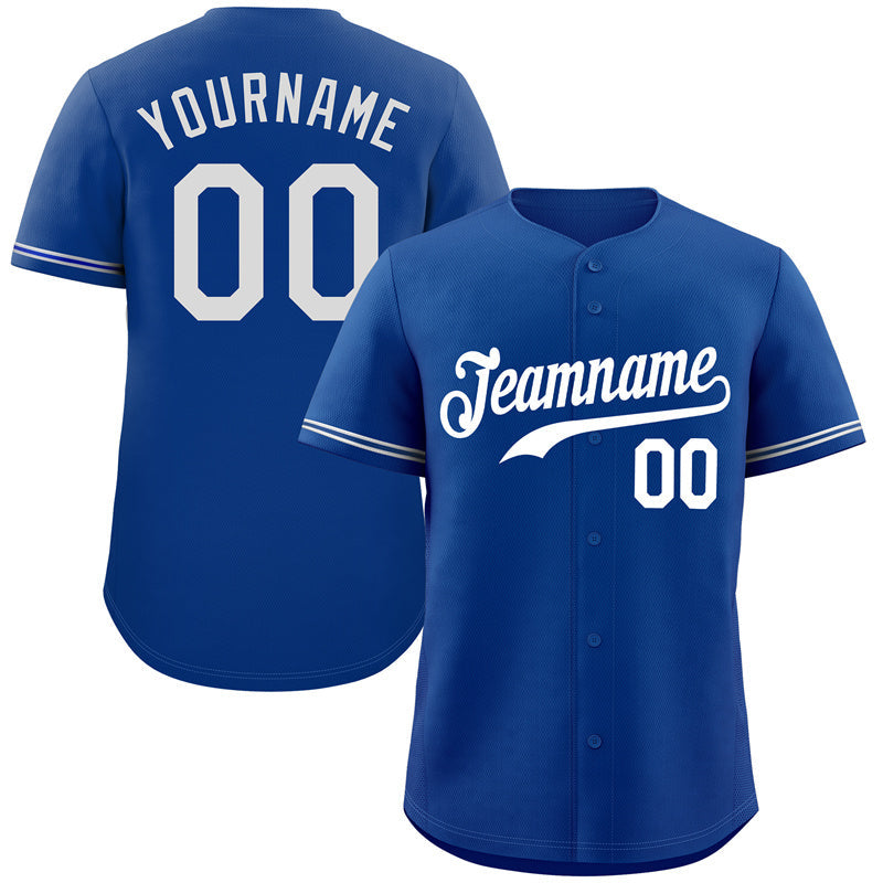 Maillot de baseball authentique de style classique Royal White personnalisé