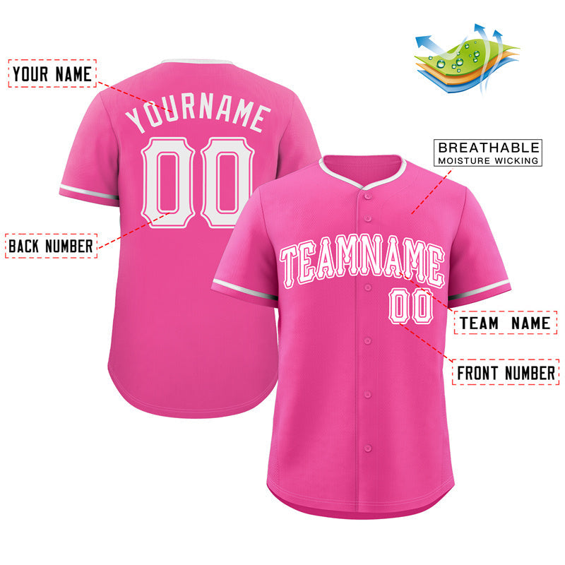 Custom Pink White-Pink Classic Style Authentic Baseball Jersey