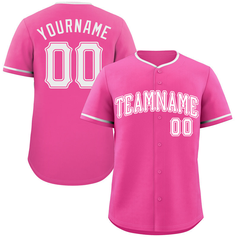 Custom Pink White-Pink Classic Style Authentic Baseball Jersey