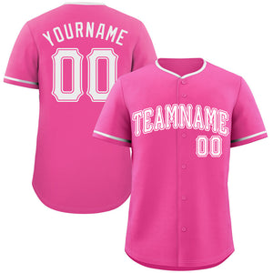 Maillot de baseball authentique de style classique rose blanc-rose personnalisé